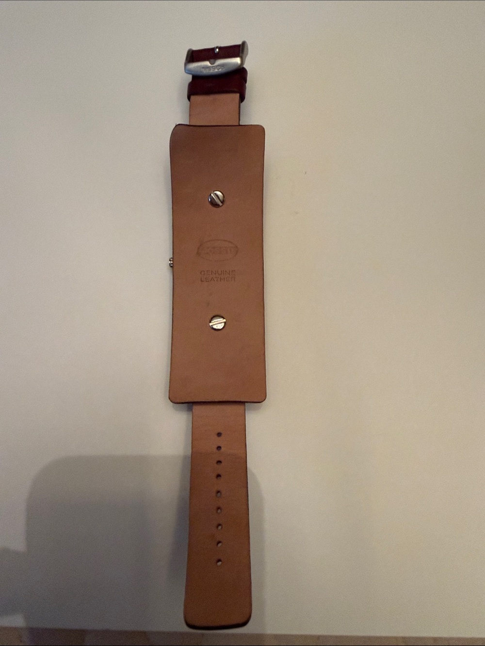 Fossil Brown Leather Wide Cuff Watch with Silver Case - Picture 3 of 4
